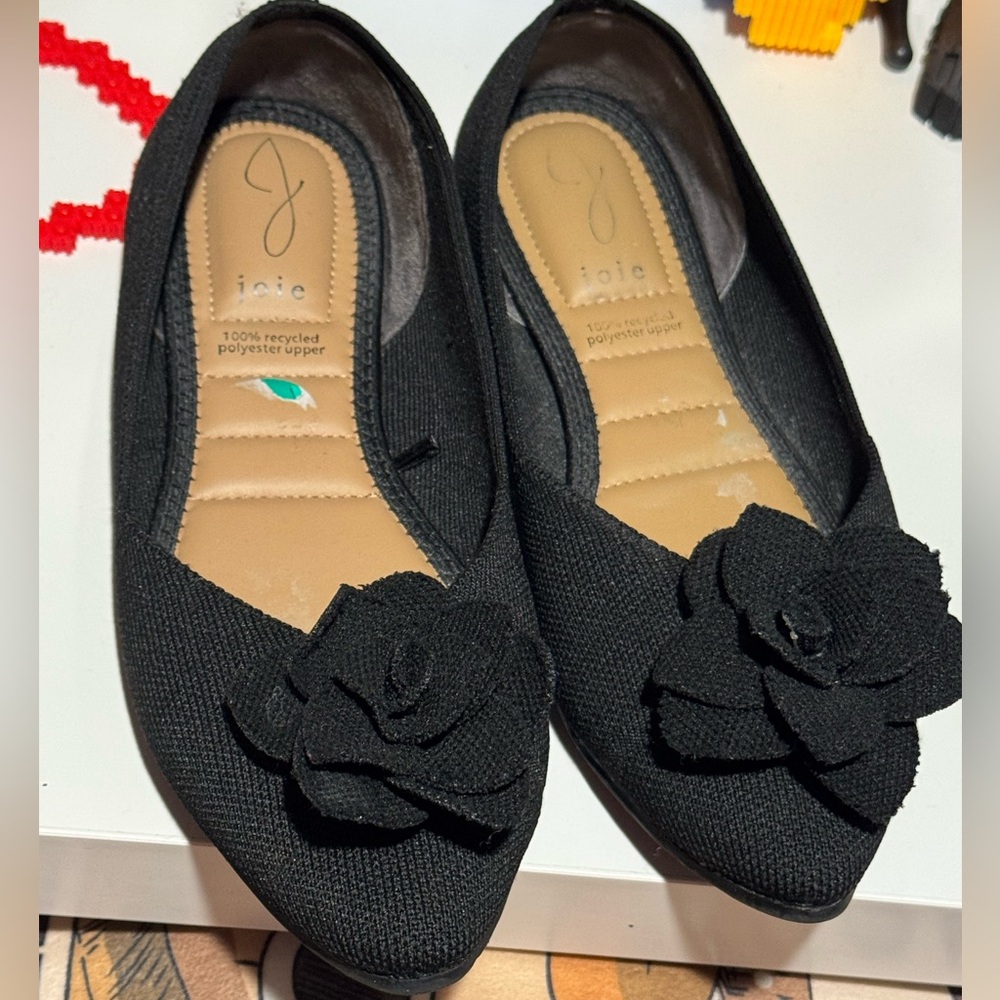 Joie Black Flats with Floral Accent